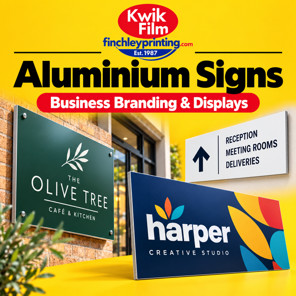 Aluminium Signs – illustrative product image from Kwik Film Finchley Printing