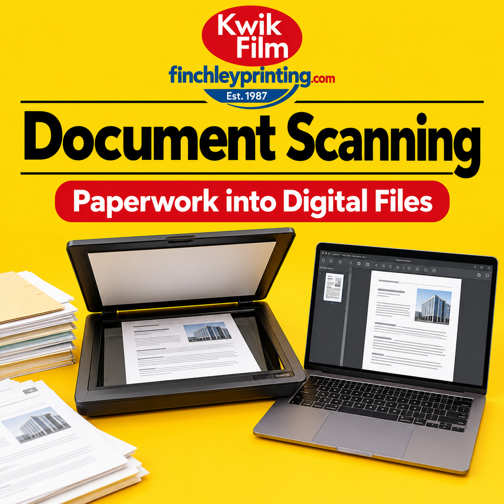 Document Scanning – illustrative product image from Kwik Film Finchley Printing