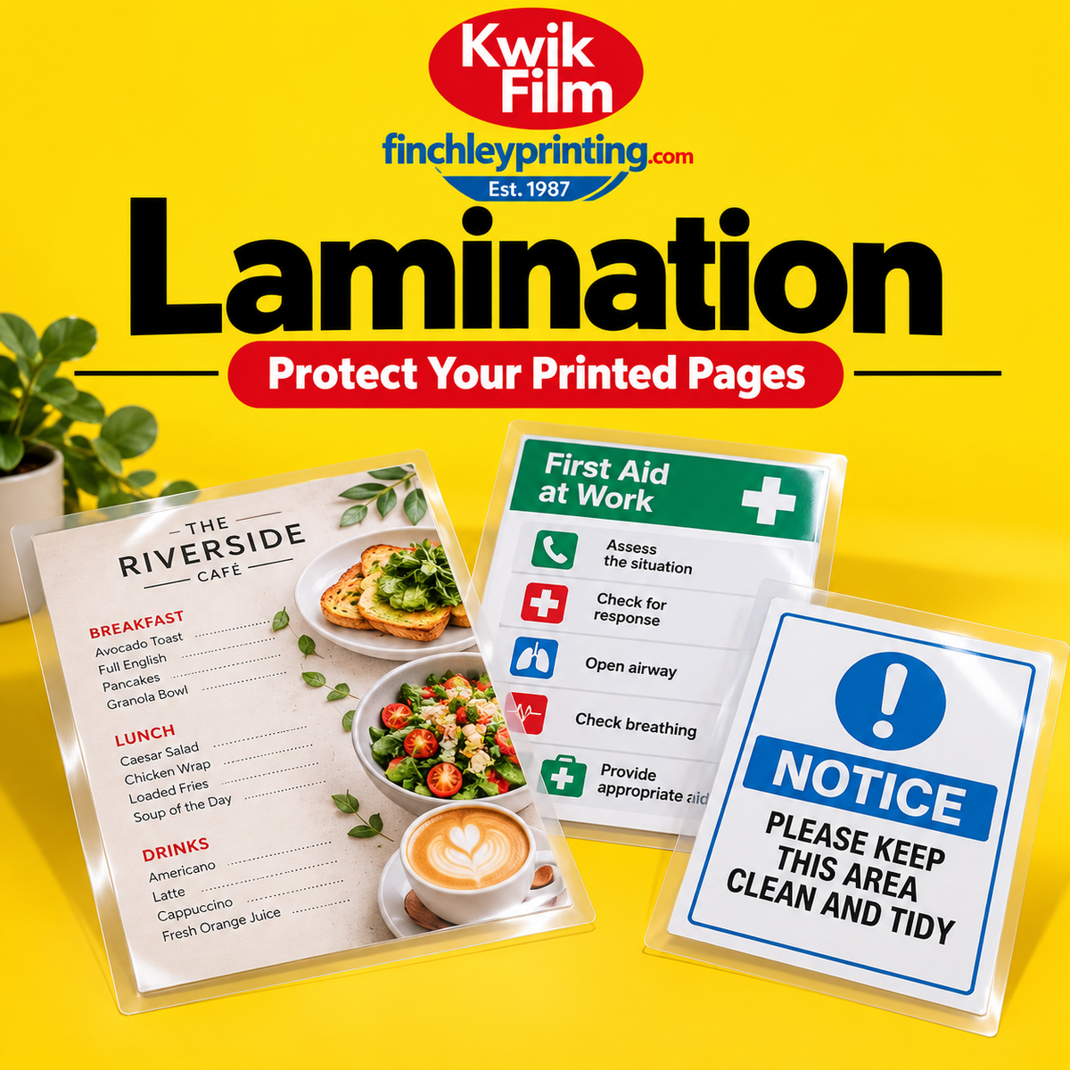 Lamination – illustrative product image from Kwik Film Finchley Printing