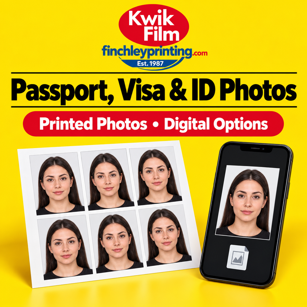 Passport, Visa & ID Photos – illustrative product image from Kwik Film Finchley Printing