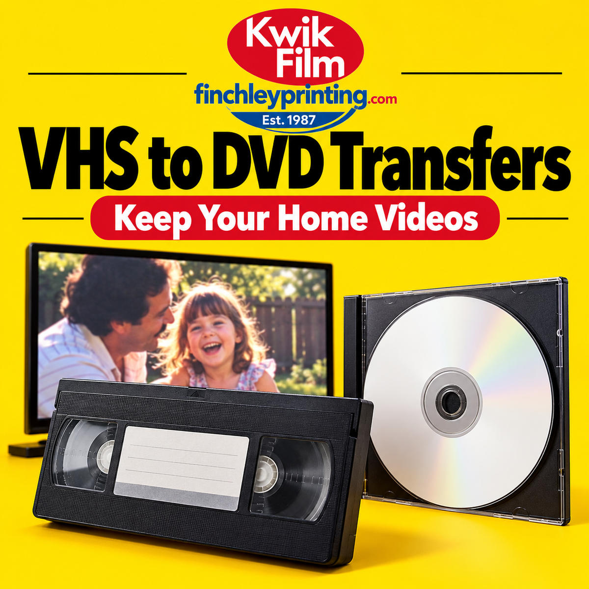 VHS to DVD Transfers – illustrative product image from Kwik Film Finchley Printing