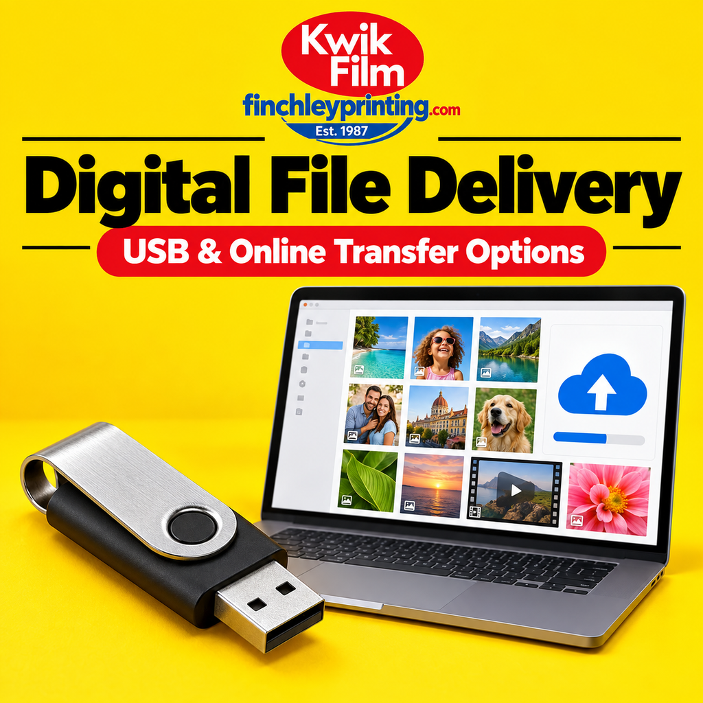 Digital File Delivery – illustrative product image from Kwik Film Finchley Printing