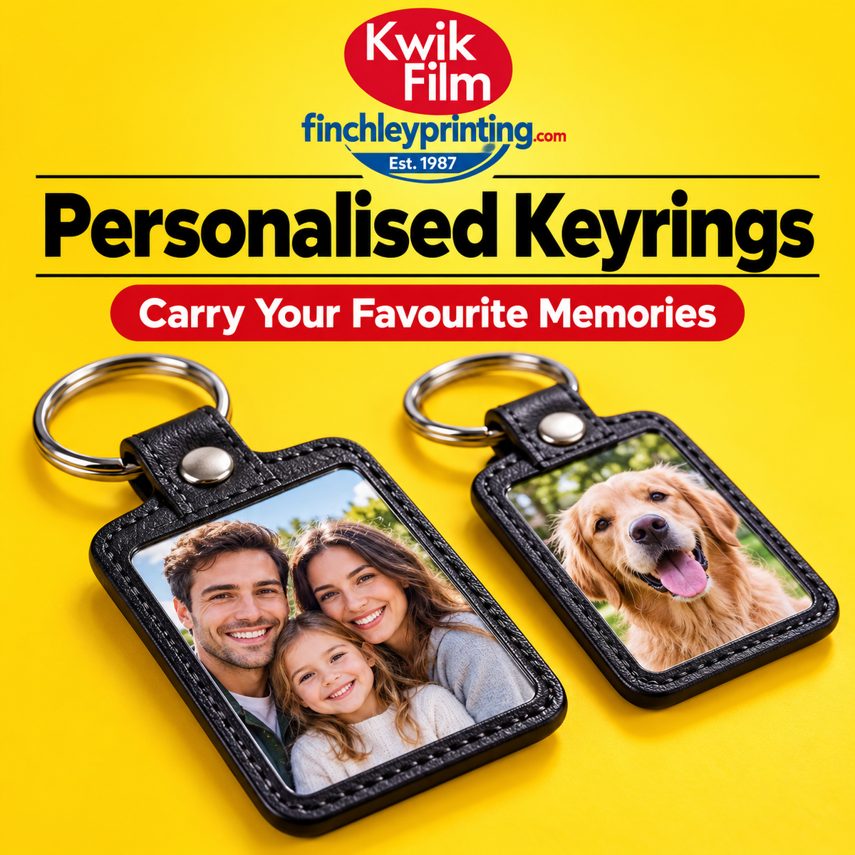 Personalised Keyrings – illustrative product image from Kwik Film Finchley Printing