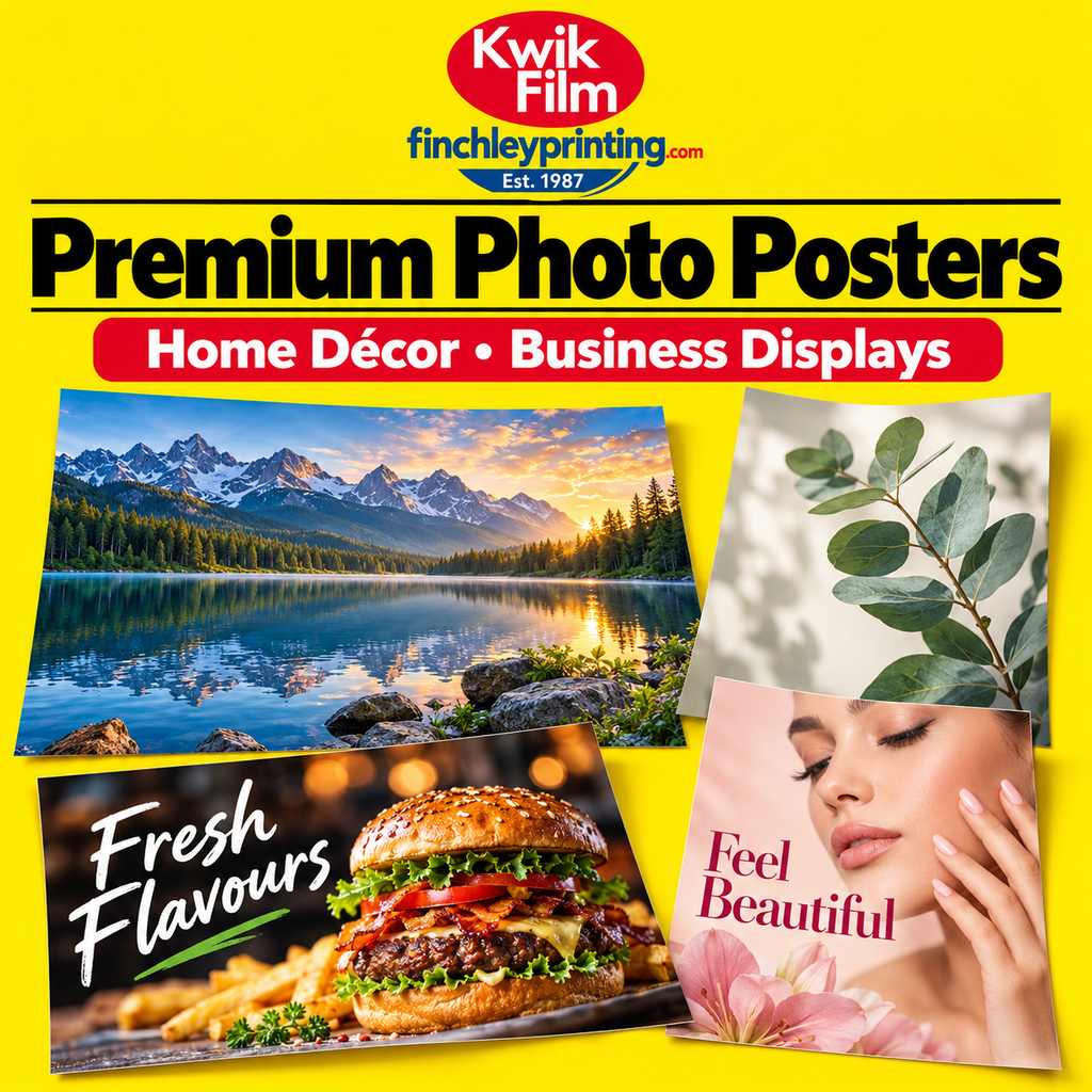 Poster printing for business promotions and displays – Kwik Film Finchley Printing