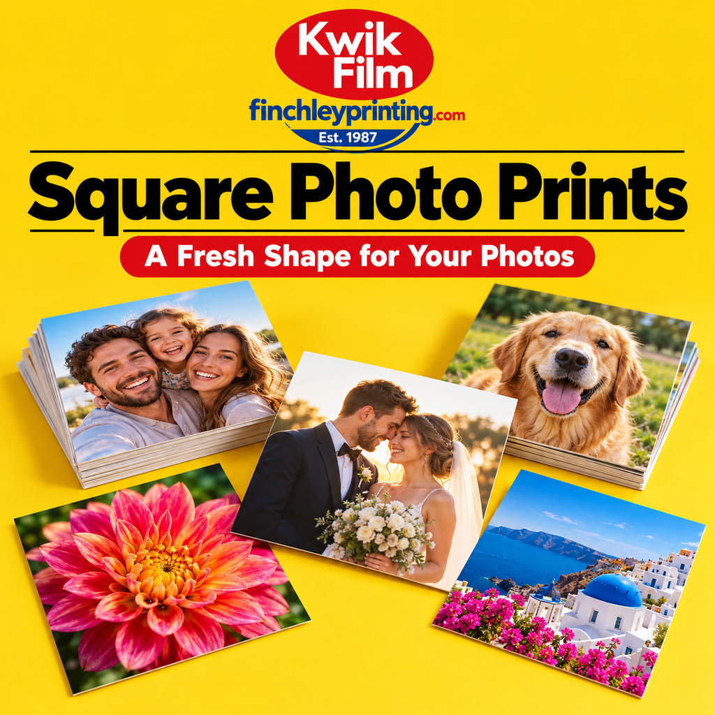 Square photo prints with family, wedding, pet, flower and travel photographs by Kwik Film and Finchley Printing