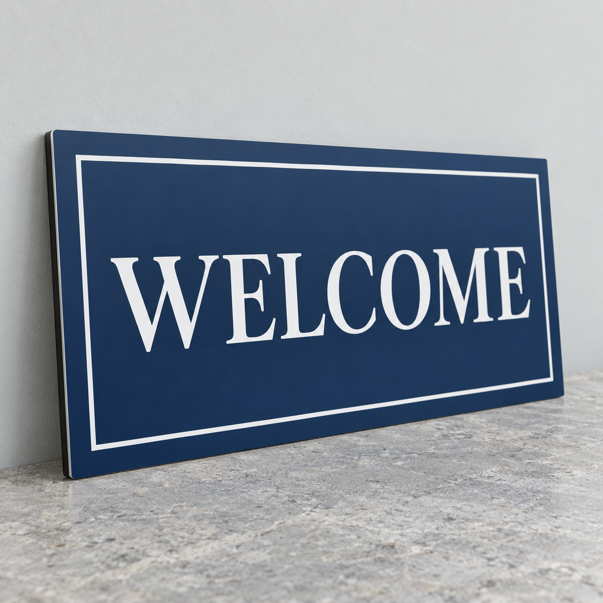 Illustrative printed composite aluminium sign; size and installation arrangements depend on the selected product.