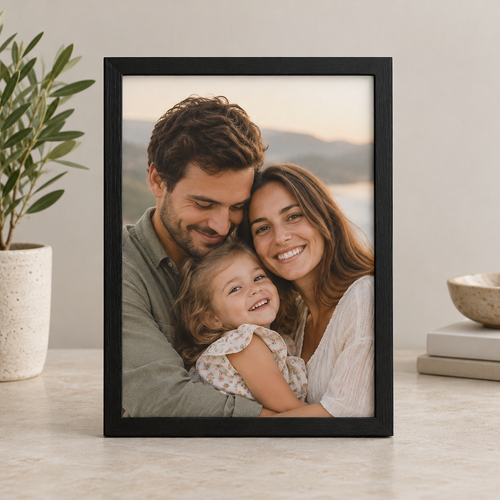 Illustrative photo and frame combination; available sizes and finishes are listed on the product page.