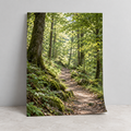 Illustrative photographic poster print with a woodland landscape.