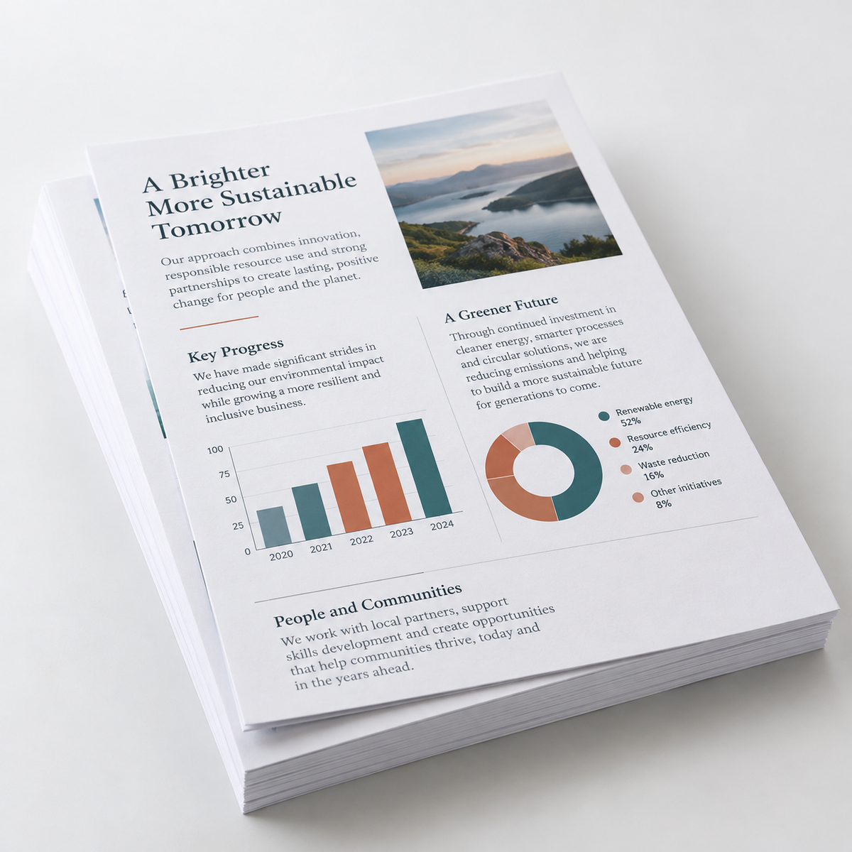 Illustrative colour document print-out; choose size, sides and quantity on the product page.
