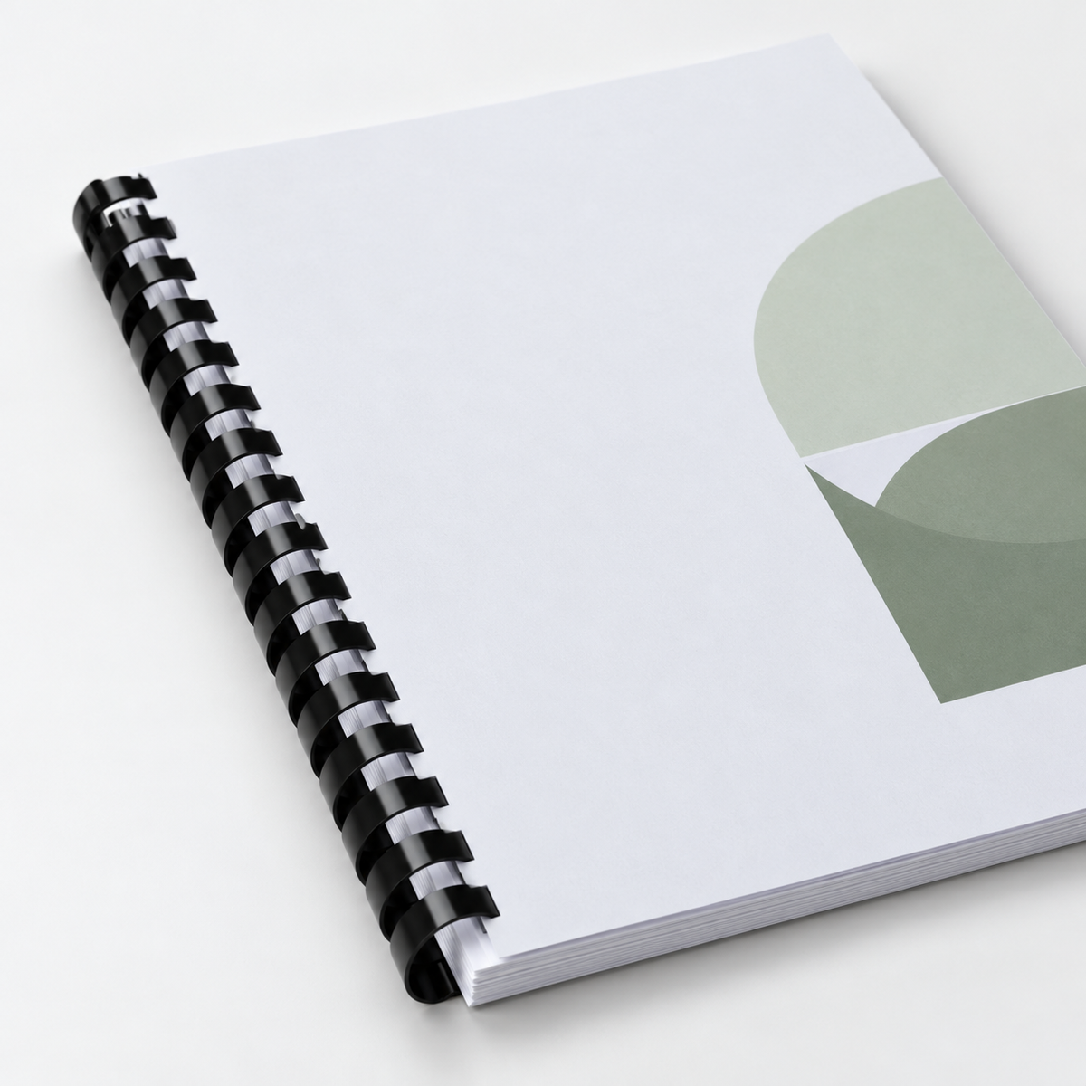 Illustrative comb-bound document; printing is charged separately as specified on the product page.