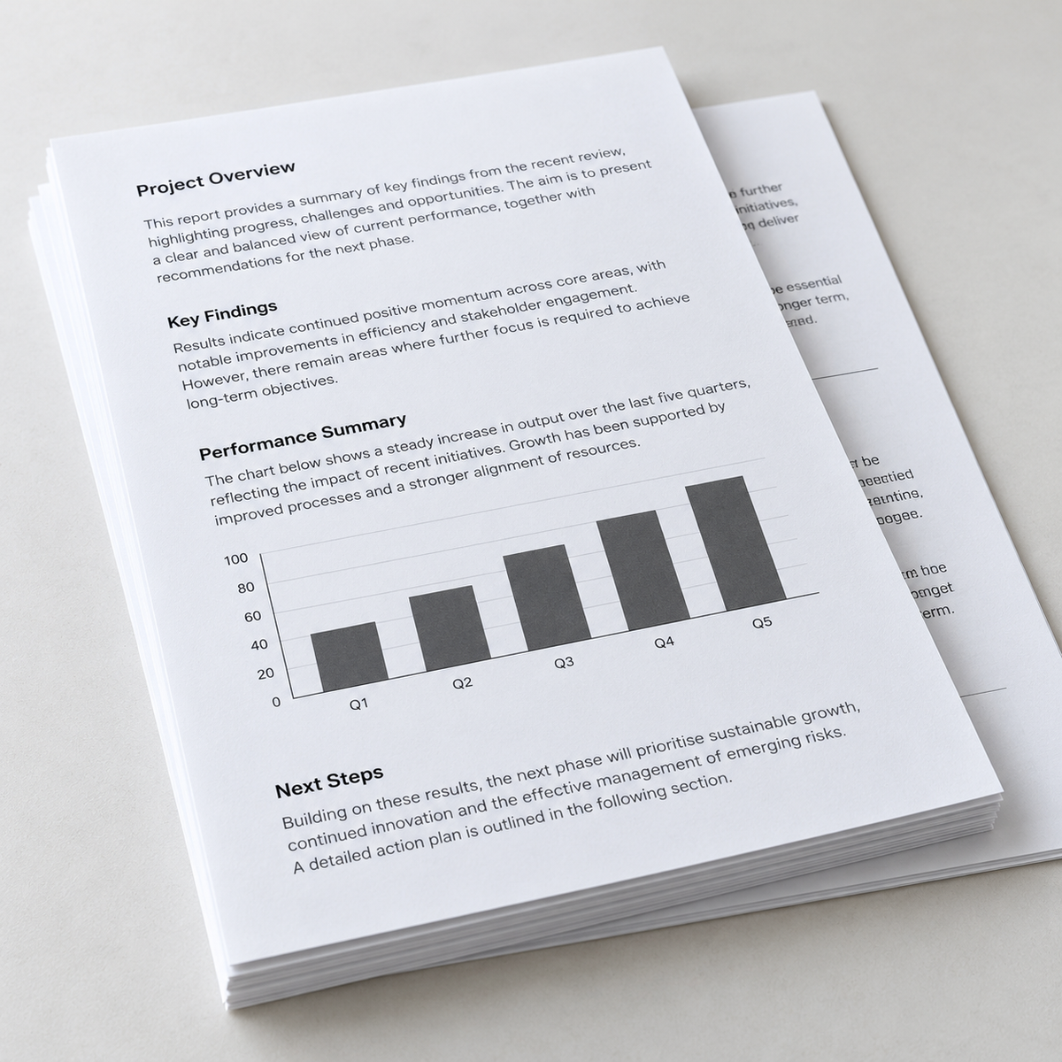 Illustrative black-and-white document print-out; choose size, sides and quantity on the product page.