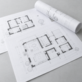 Illustrative architectural drawing in black and white; select paper size and quantity on the product page.