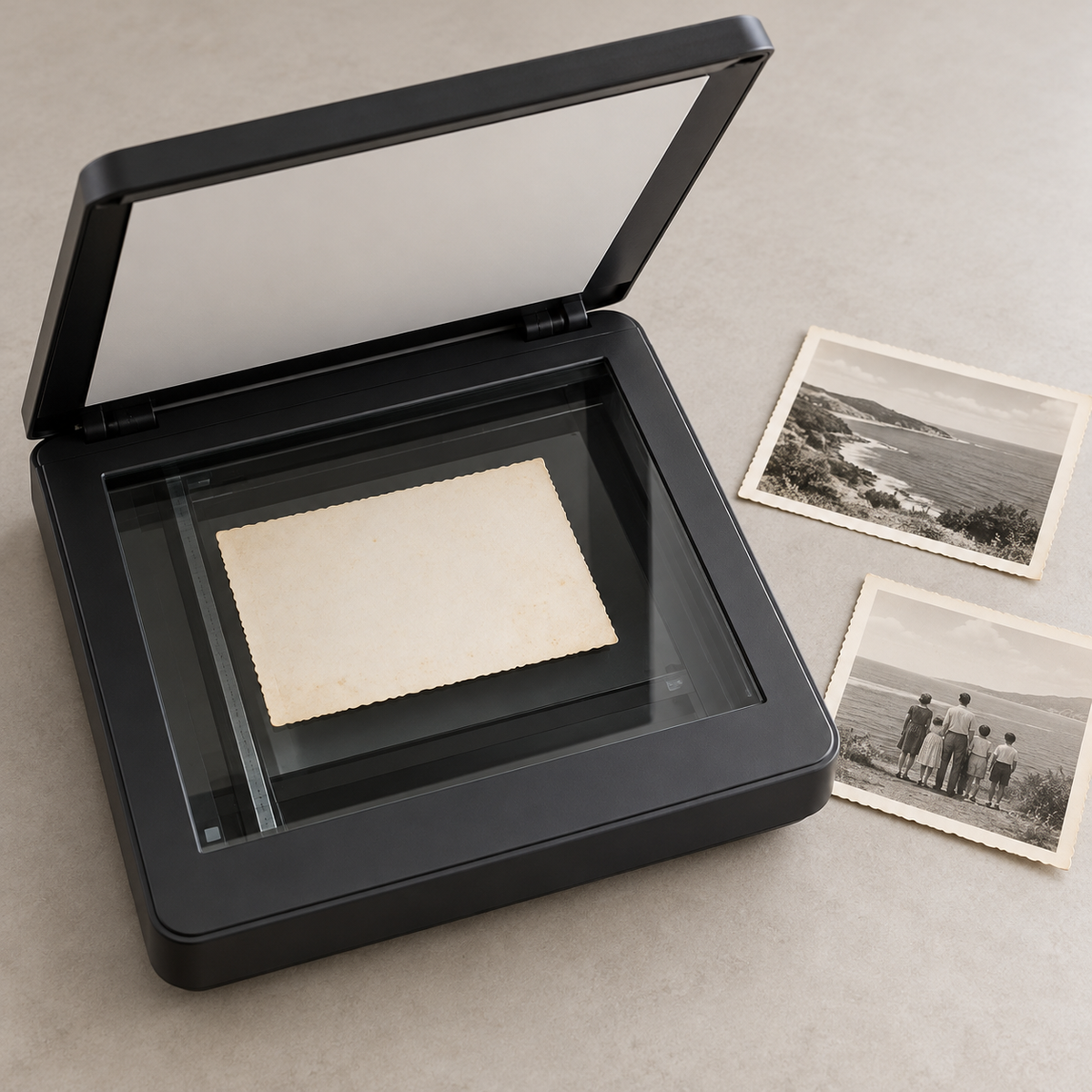 Illustrative photo scanning service; prints and digital delivery depend on the option selected.