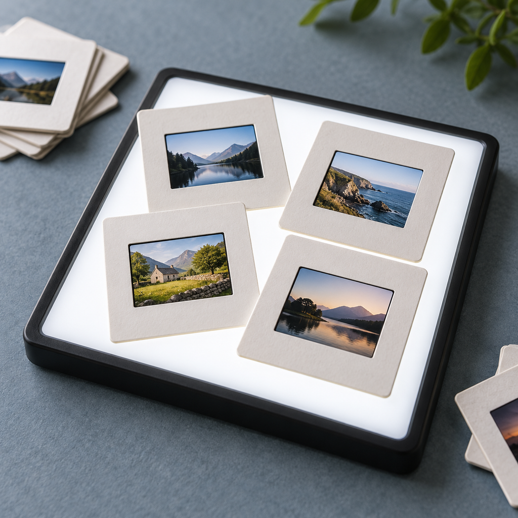 Illustrative mounted slide scanning; choose scanning and delivery options separately.