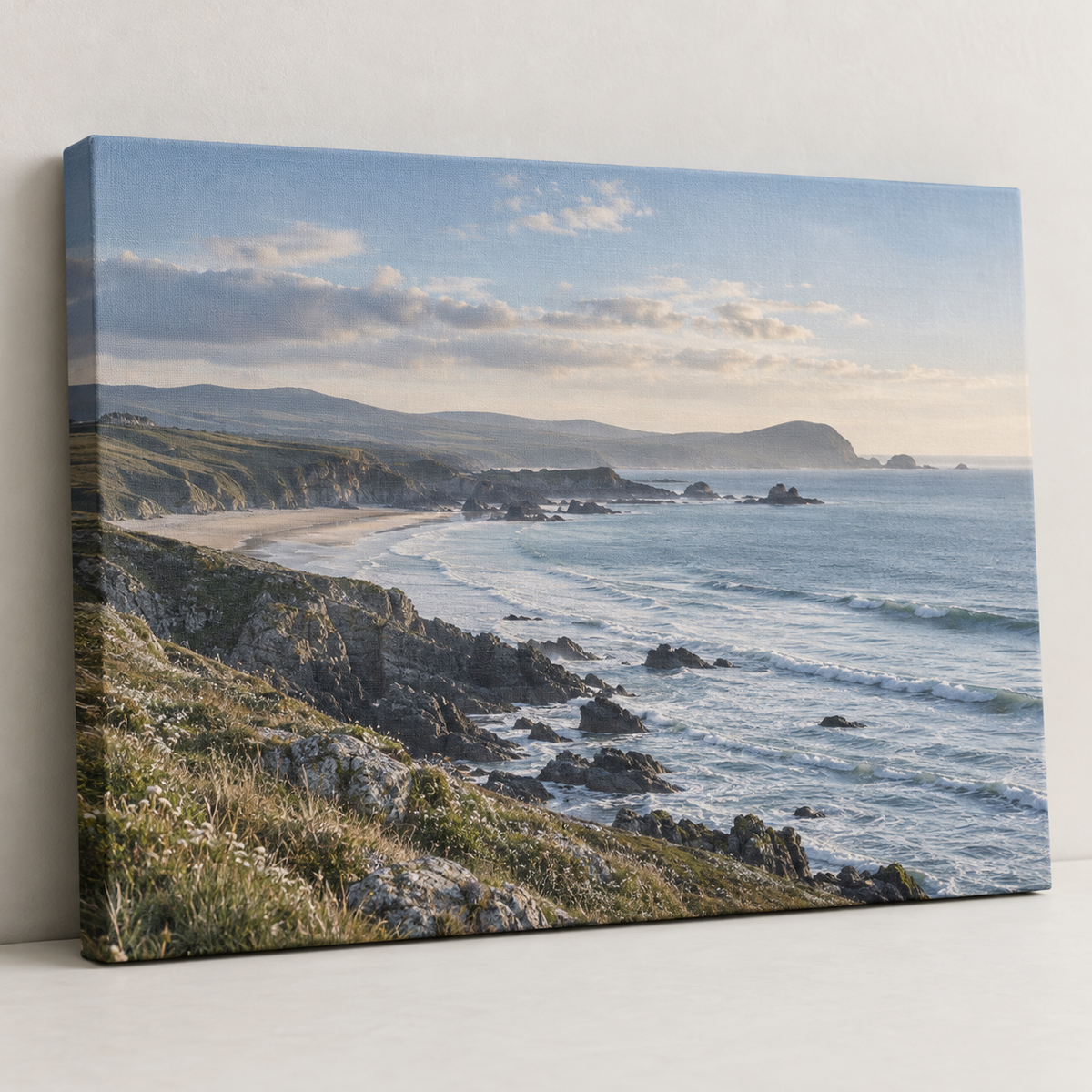 Illustrative single canvas print with a coastal landscape; select the size on the product page.