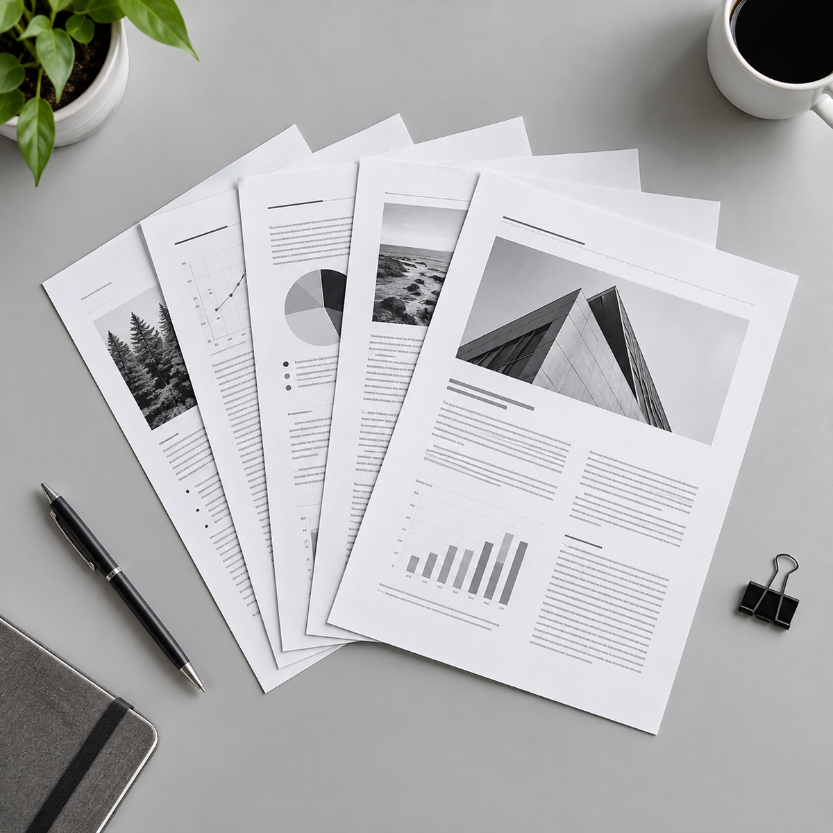 Illustrative A4 black & white — 1–10 extra pages (per page)