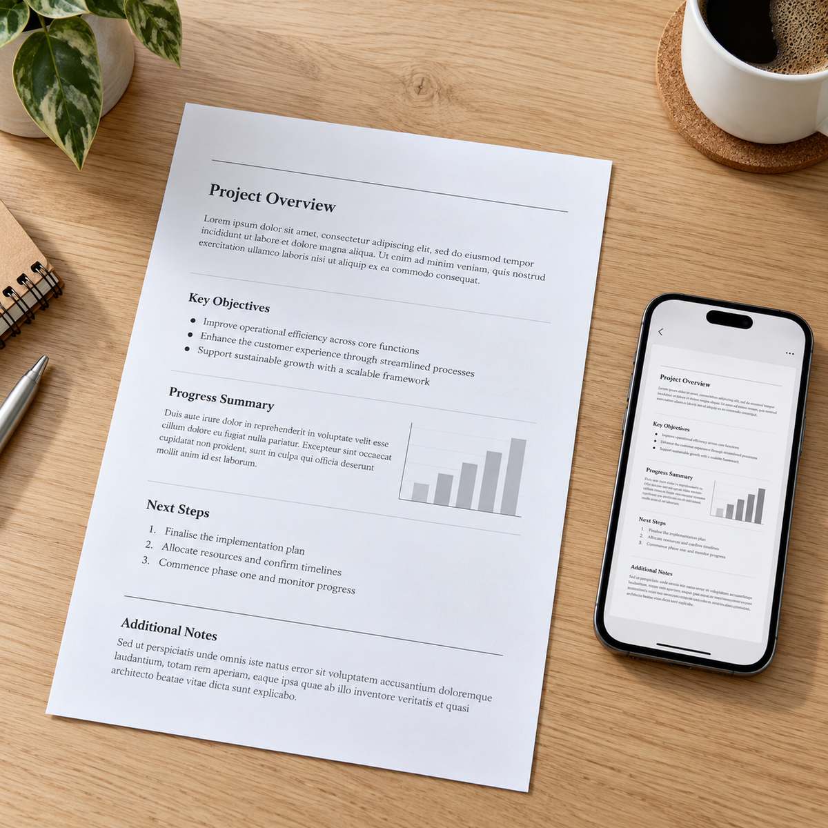 Illustrative A4 black & white — initial fee includes 1 printed page